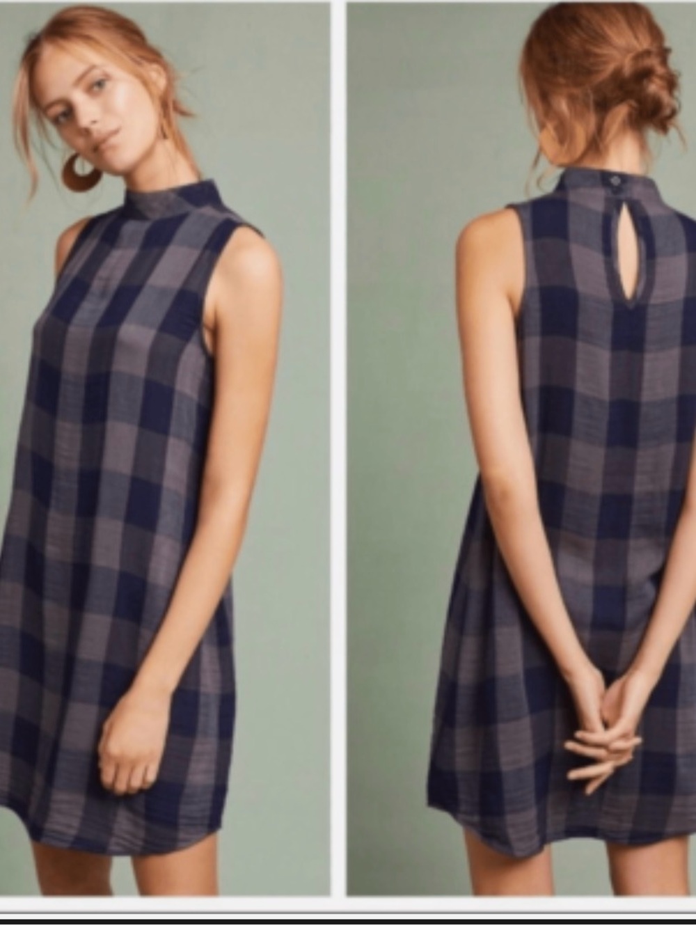 Anthropologie Cloth & Stone Plaid Swing Dress XS